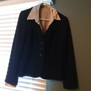 Ann Taylor Black Triacitate 3 button suit jacket